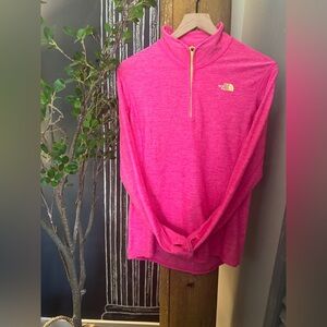 The North Face Pink Zip-Up Jacket with Yellow Trim